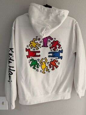 Men’s Keith Haring Hoodie Hooded Sweatshirt Sweater - Small - Black Red White